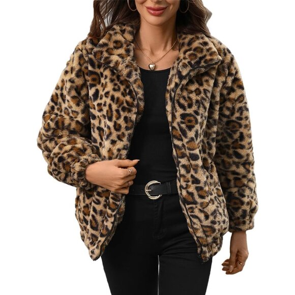 Stylish Fluffy Women's Jacket with Faux Fur Lapel - Perfect for Winter Wear - Picture 1 of 6